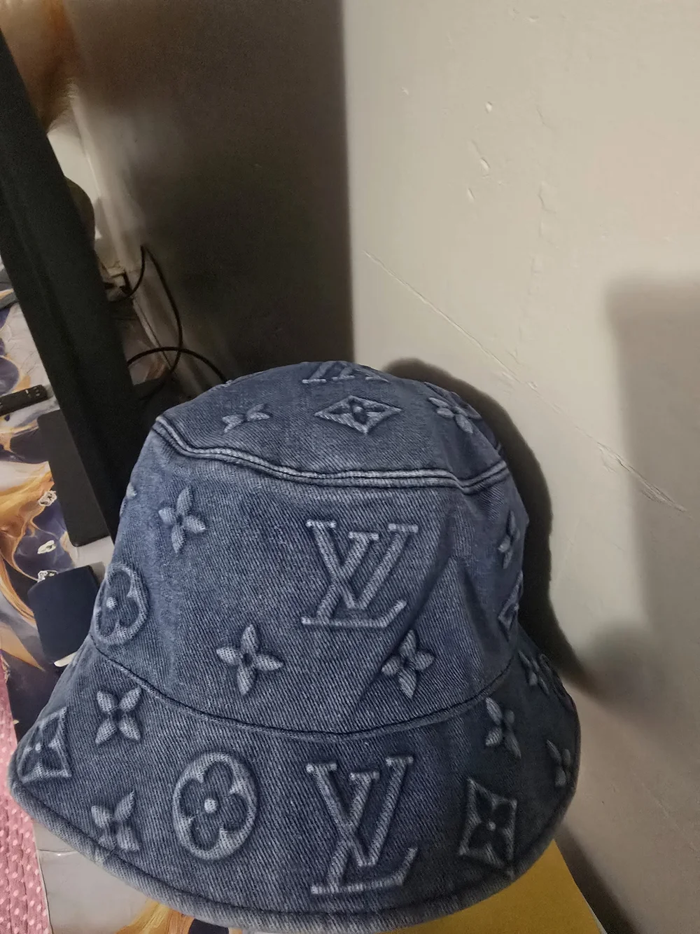 Louis Vuitton Blue Embossed Denim Bucket Hat - Picture 3 of 3